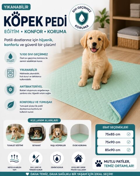 Köpek Çiş Pedi Yıkanabilir, Emici, Sıvı Geçirmez Tuvalet Eğitim Pedi