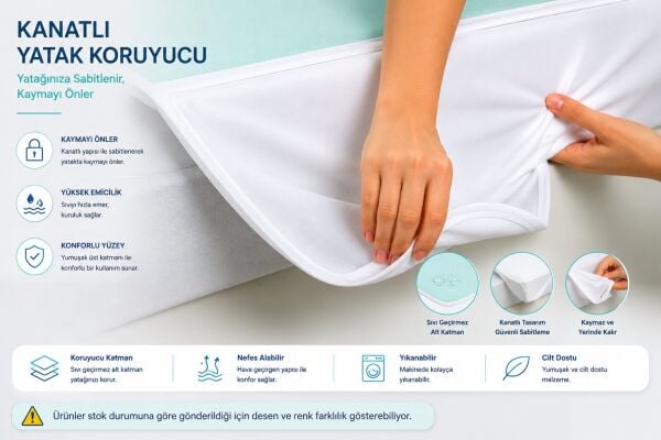 Abso Yıkanabilir ve Sıvı geçirmez Kanatlı Yatak Alezi